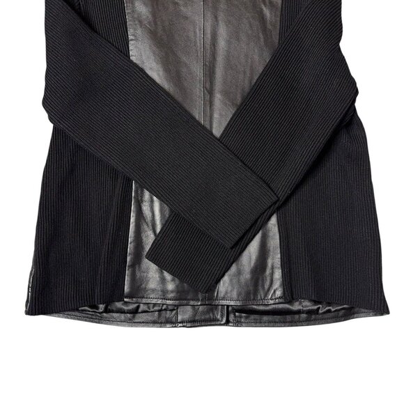 Linea by Louis Dell’Olio Soft Leather Moto Jacket Black Knit Back Sleeves 18W - Picture 14 of 16